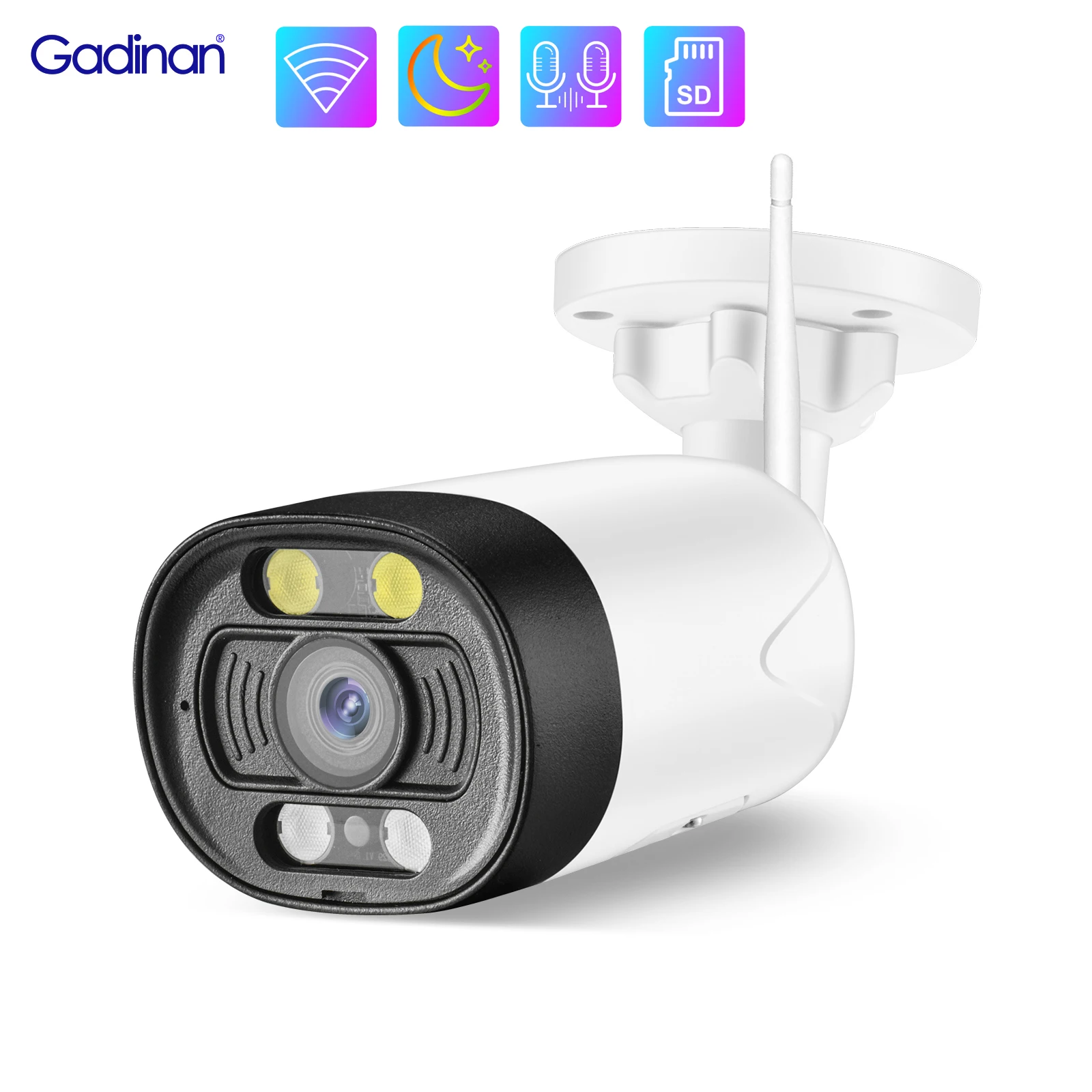 

NEW Gadinan H.265X 5MP Wireless CCTV Surveillance WiFi Bullet Camera Outdoor Motion Detection Security Camera With 128G SD Card