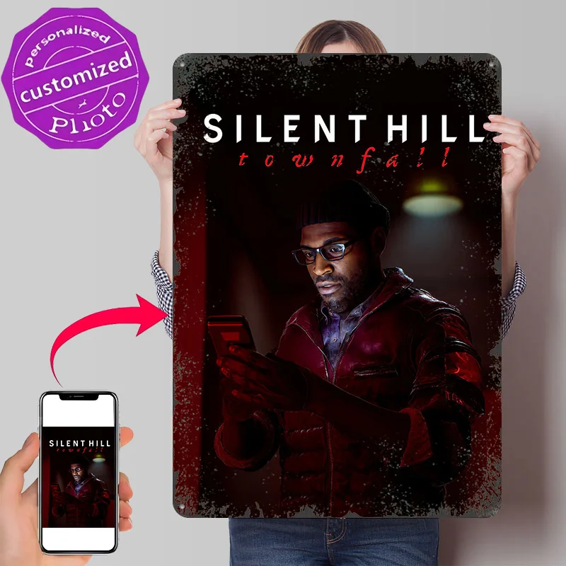 Фото Постер с 3D-текстурой по игре Silent Hill: Townfall, персонализированное настенное искусство, ретро-металлические таблички для винтажного декора комнаты №1