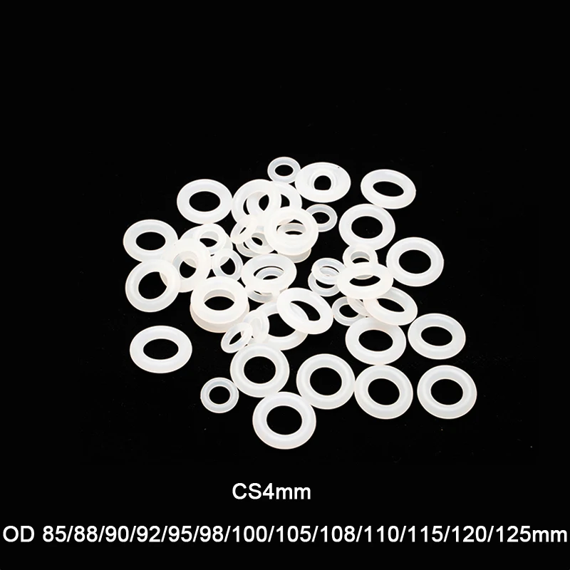 

5pcs/lot White VMQ Silicone O Ring Gasket Rubber Washer CS4mm OD 85mm~125mm Food Grade Silicon O Ring Gasket Rubber o-ring