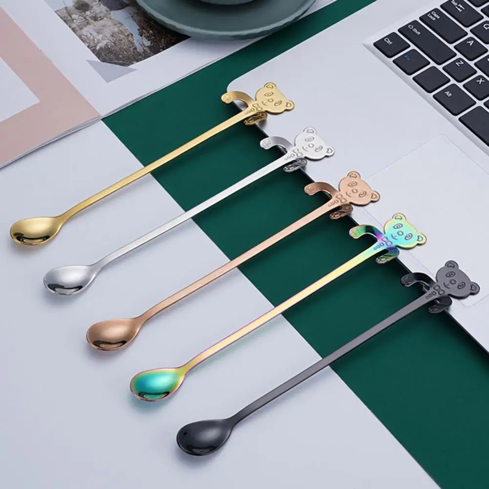 

1 Set Coffee Spoon Food Grade Heat-resistant Bear Shape Lovely Cute Dessert Snack Scoop for Home