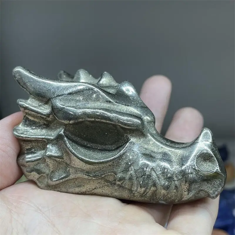 

High-quality Pyrite Dragon Skulls Hand Carved Figurine Ornament Healing Crystal Home Decoration Room Decor 1pcs