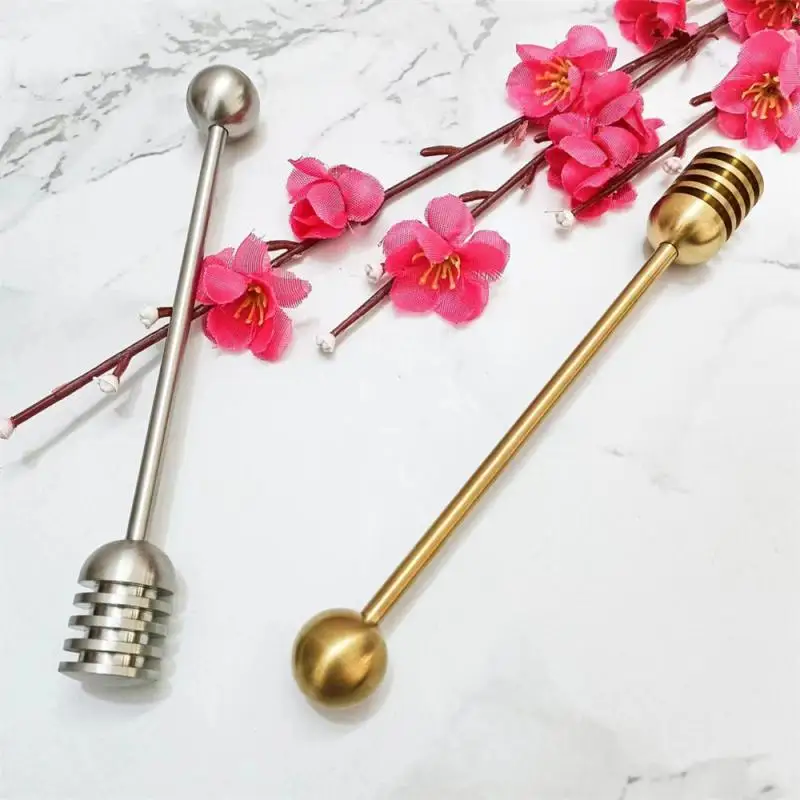 

Straight Handle Honey Mixer With Round Bead Modern Simplicity Honey Stir Bar 304 Stainless Steel Honey Spoon Tableware