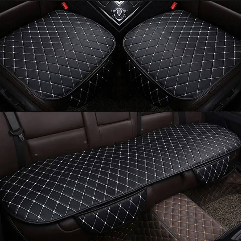 

Leather Car Seat Cover Universal Seat Cushion Front Rear Backseat Seat Covers Auto Chair Protector Mat Interior Accessories