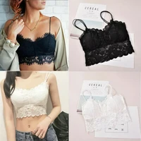 2022 women black lace tanks tops lace full cup mom padded underwear sexy solid tank tops fashion basic tube tops