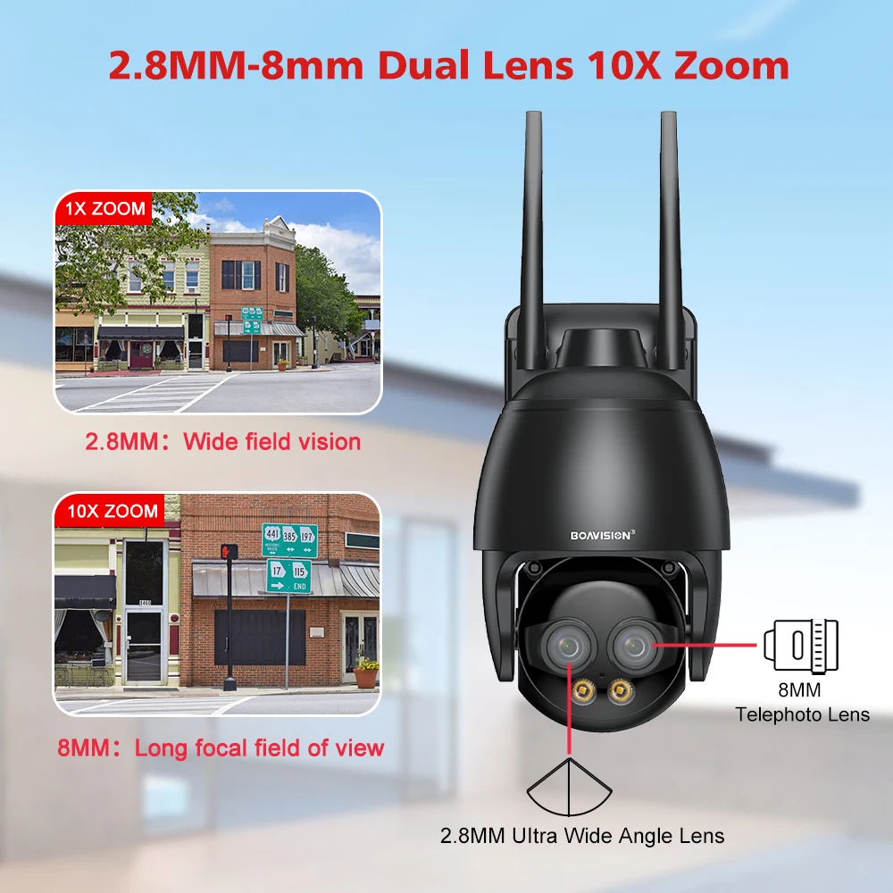 Фото BOAVISION HD 8MP WIFI/4G SIM-карта/POE наблюдения 2,8 мм 8 мм двойной объектив RU №3