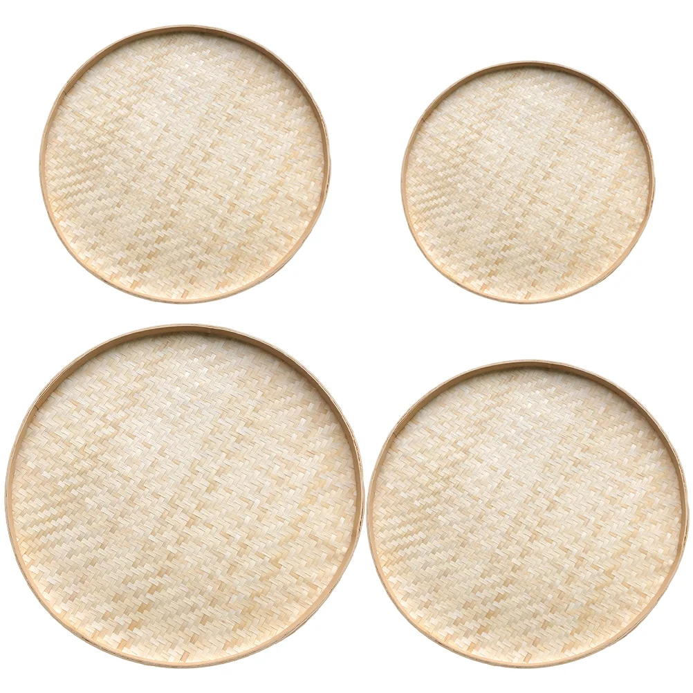 

Basket Tray Woven Storage Wicker Round Serving Baskets Fruit Rattanwallflat Bread Plate Trays Wooden Shallow Dustpan Seagrass