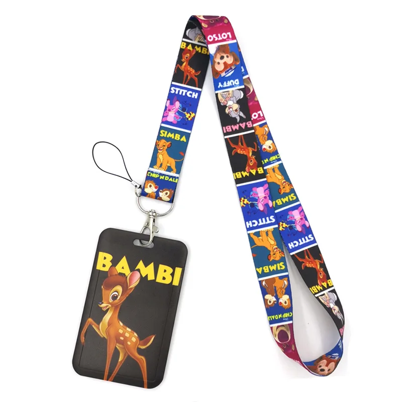 

Disney Bambi Deer Art Cartoon Anime Fashion Lanyards Bus ID Name Work Card Holder Accessories Decorations Kid Gifts