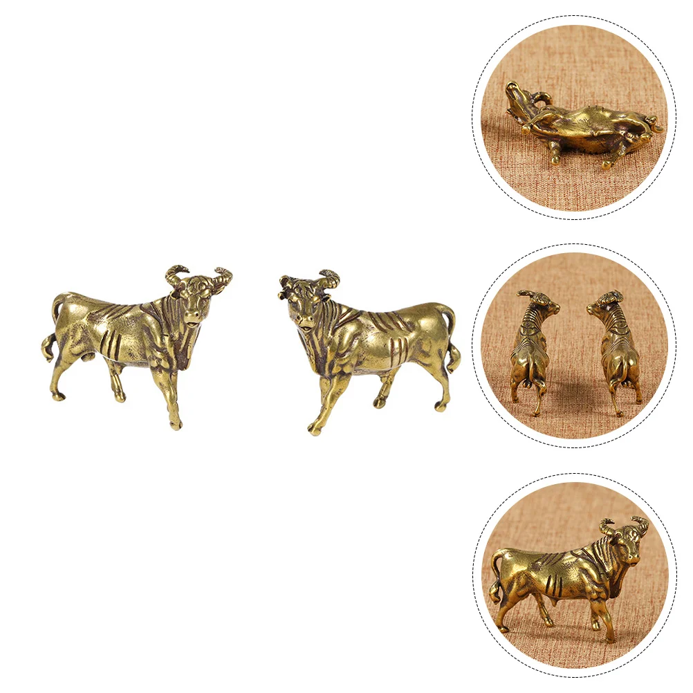 

Keychains Ox Cow Keyrings Fengshui Brass Figures Luck Good Statue Animal Figurines Chinese Zodiac Wealth Decor Gold Figurine