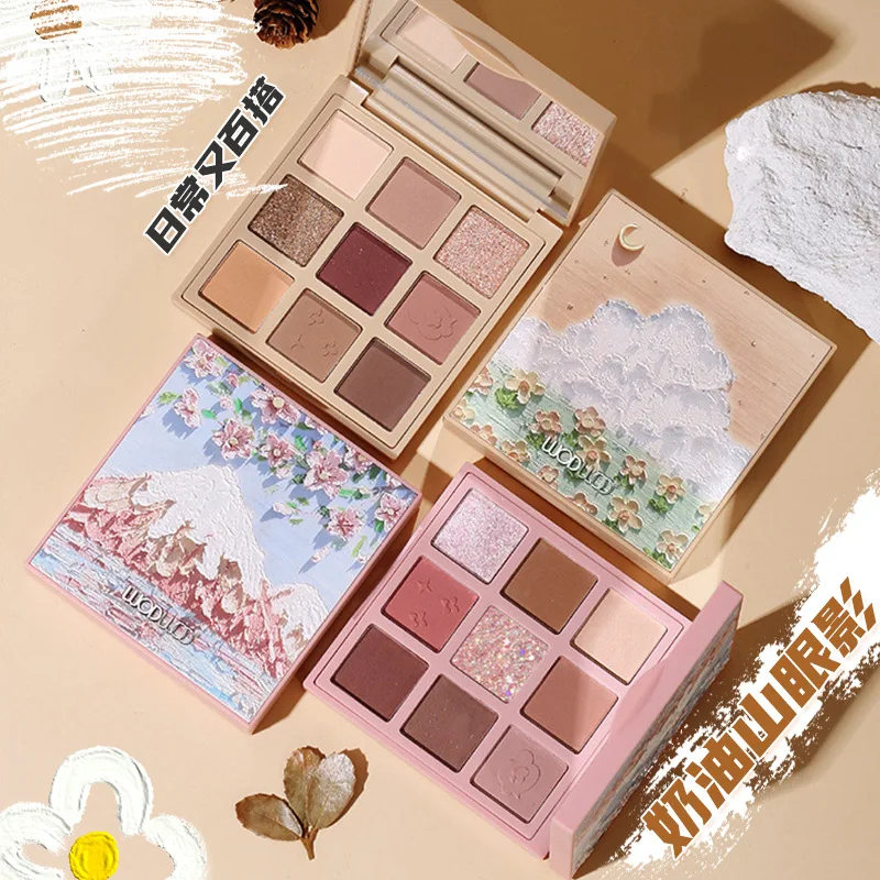 

WODWOD 9 Colors Eye Shadow Palette Delicate and Soft Texture Pearly Shimmer Matte Glitter Natural Easy To Color Eyeshadow Makeup