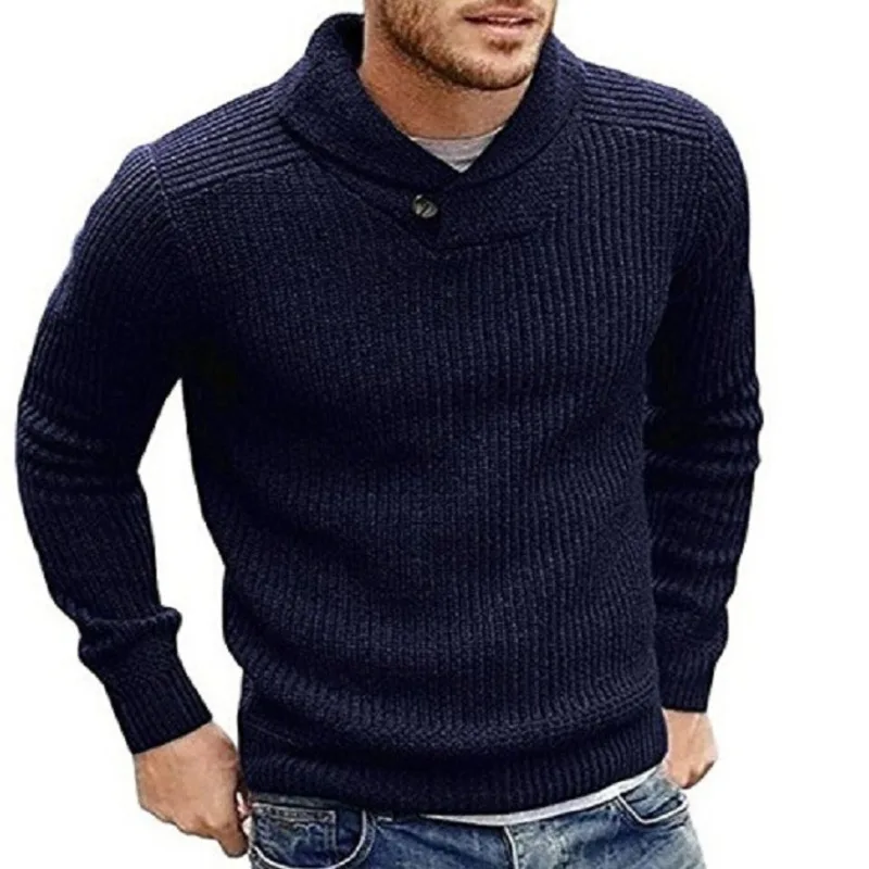

2023 Autumn Winter Sweater Men's Fashion Personality Knitted Solid Color New Pullover Male Elegant Gentleman Casual Clothes
