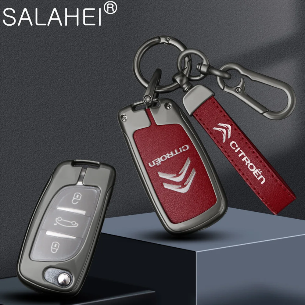

Zinc Alloy Car Flip Remote Key Case Cover Protector Holder Shell Fob For Citroen C1 C2 C3 C4 C5 XSARA PICA Keychain Accessories