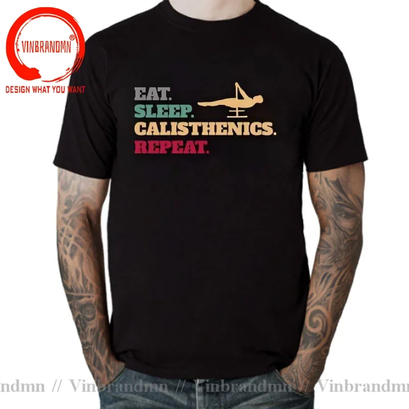 Front Lever Street Strength Alisthenics Motivation Calisthenics T Shirts Eat Sleep Repeat Gym Sport Fitness T-Shirt