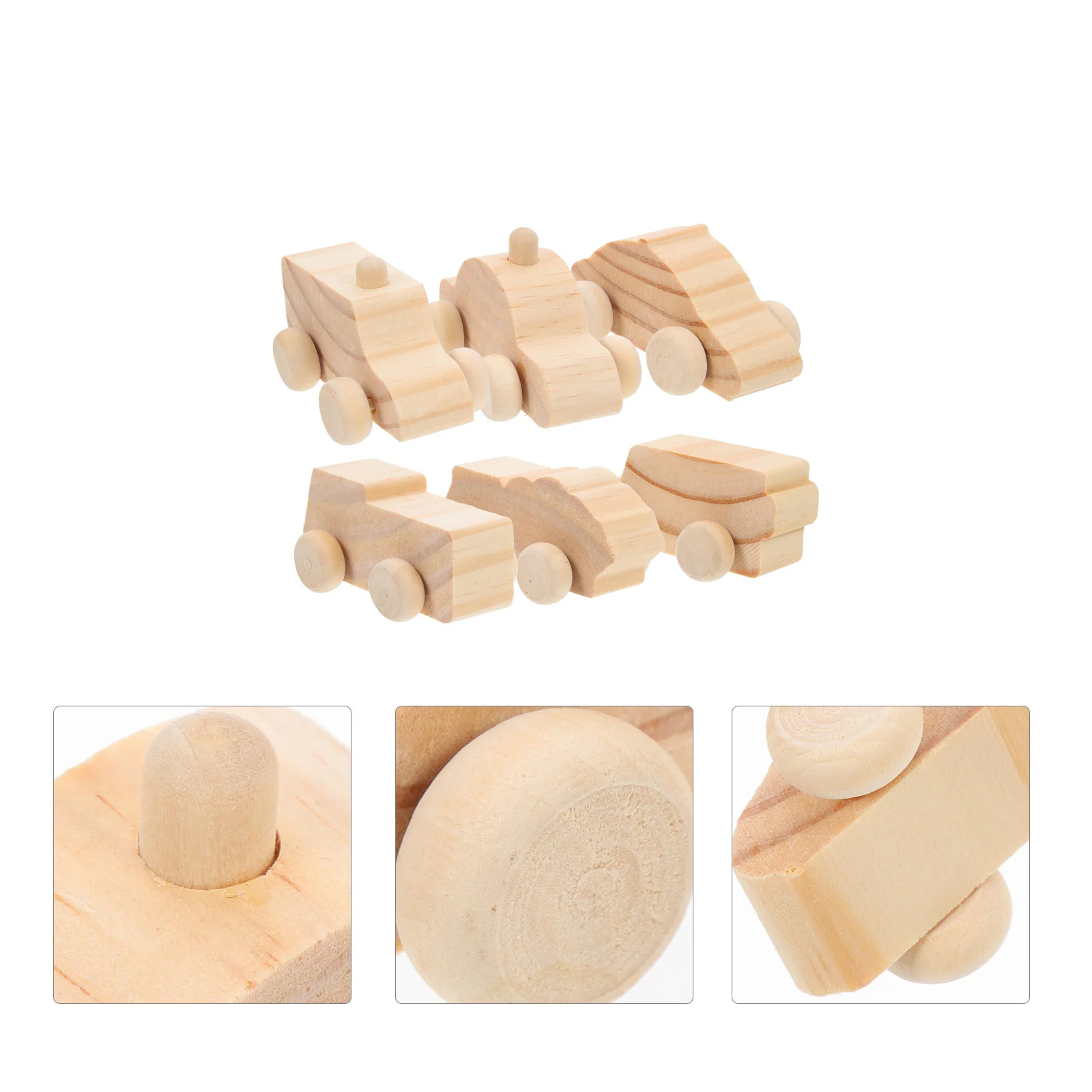 

6pcs Kids DIY Cars Wooden Unfinished Cars Plaything Graffiti Painting Car Toys
