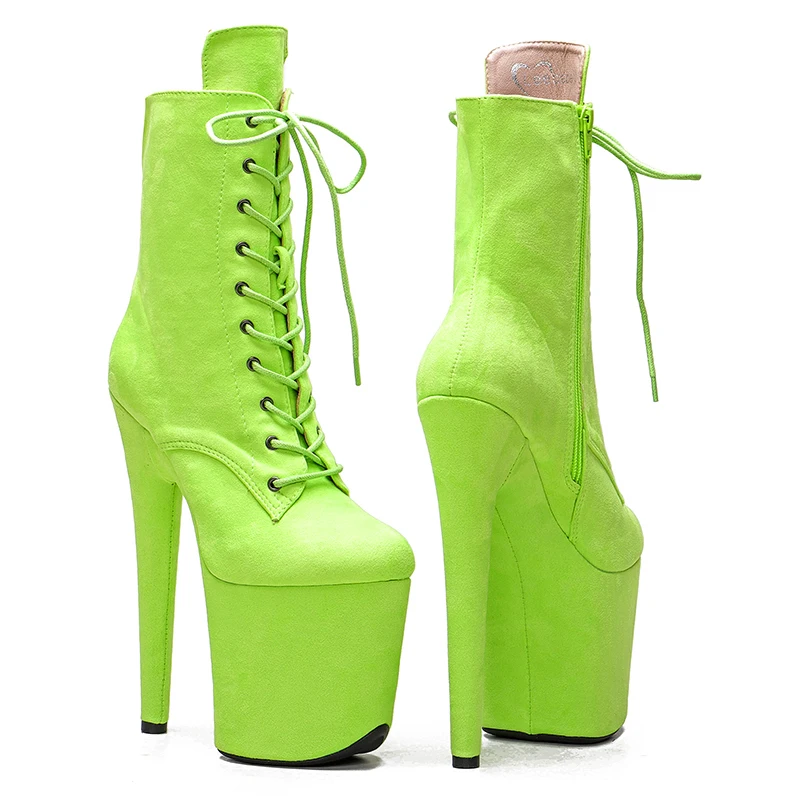 Leecabe Green Suede 20CM /8inch Pole dancing shoes High Heel platform Pole Dance boot