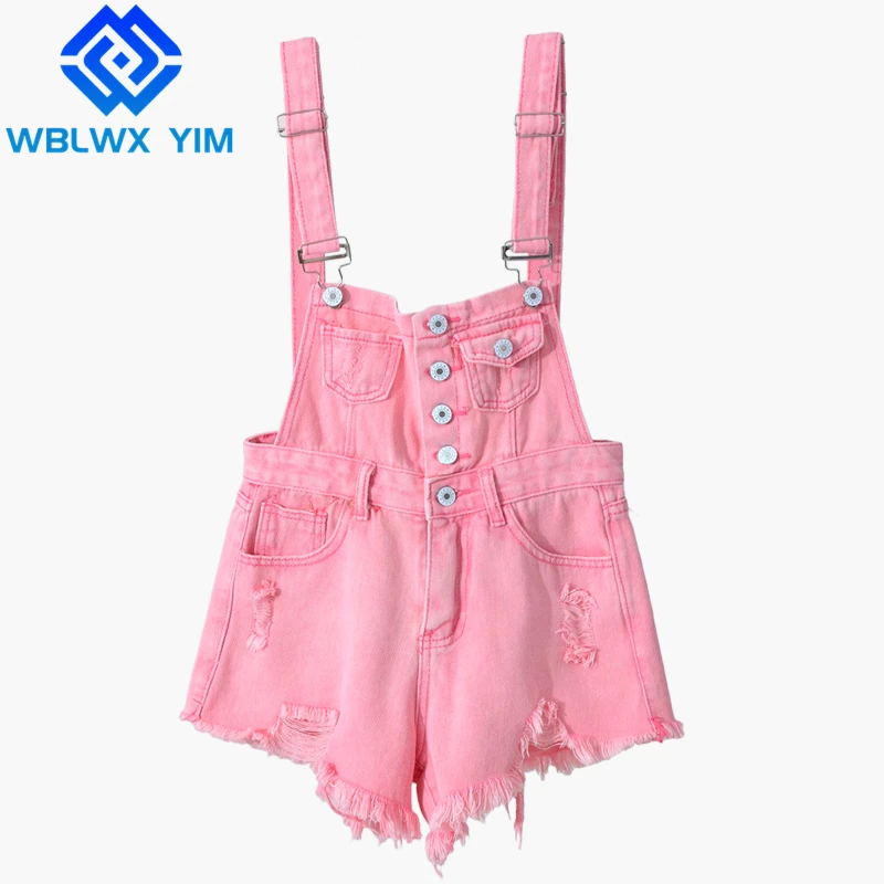 

High Waist Denim Overalls Women Summer Sleeveless Jumpsuits Fashion Suspenders Jeans Shorts Loose Wide Leg Short Pants Female
