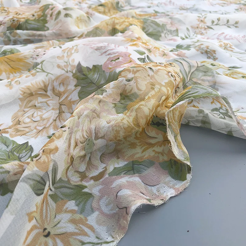 

European and American Brands New The Same Silk Georgette Print Dress Women's Clothing High Custom Diy Fabric Designer Tulle Warp