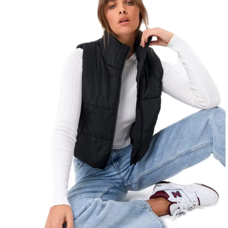 

Autumn and Winter New Solid Color Fashion Casual Stand Collar Cotton Vest Short Coat Female Street Style