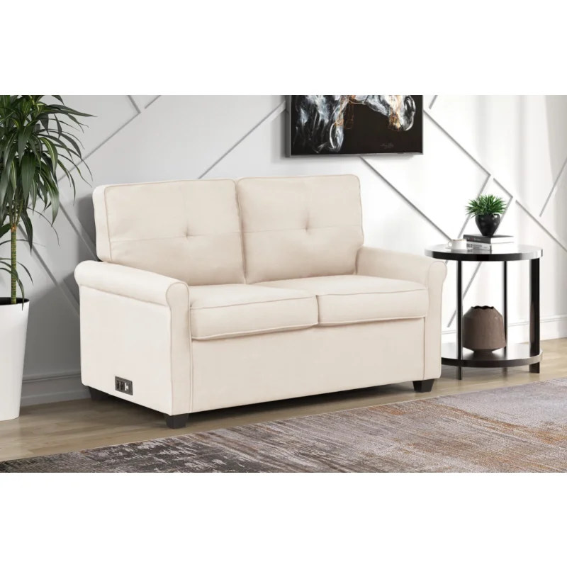 

Mainstays Traditional Loveseat Sleeper with USB, Oat, 2 Seaters, Living Room