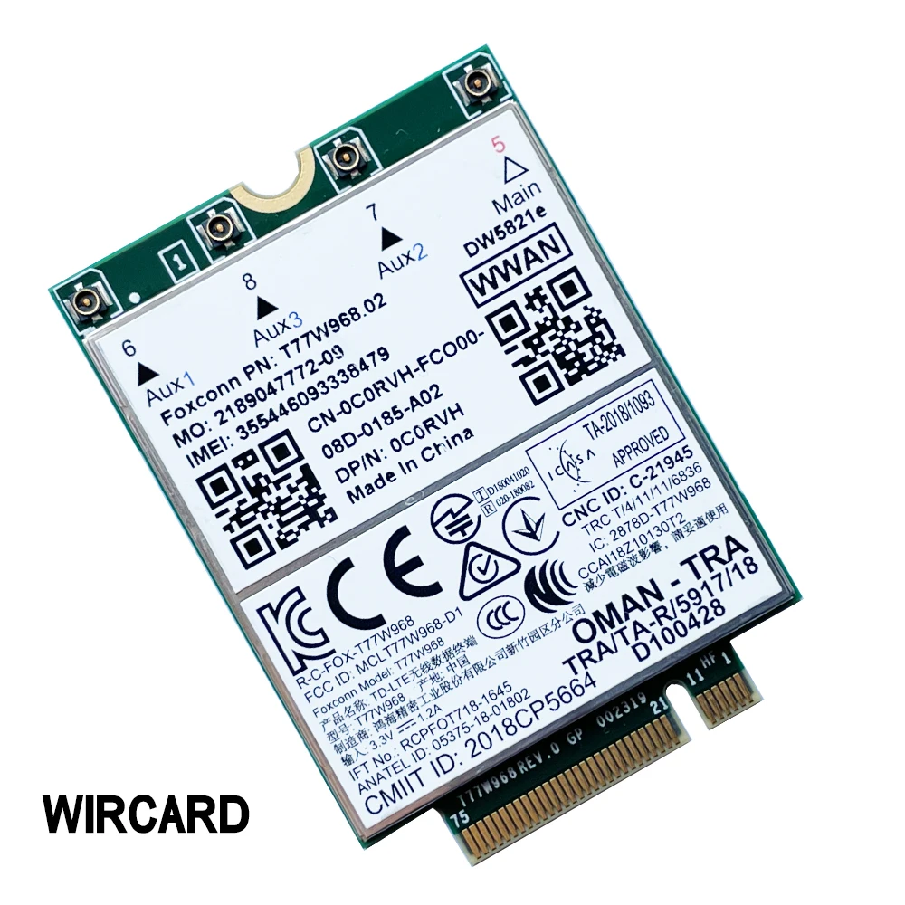 WIRCARD T77W968 DW5821e X20 LTE Cat16 1 Гбит/с Φ 4G модуль для ноутбука Dell 5420 5424 7424 7400 |
