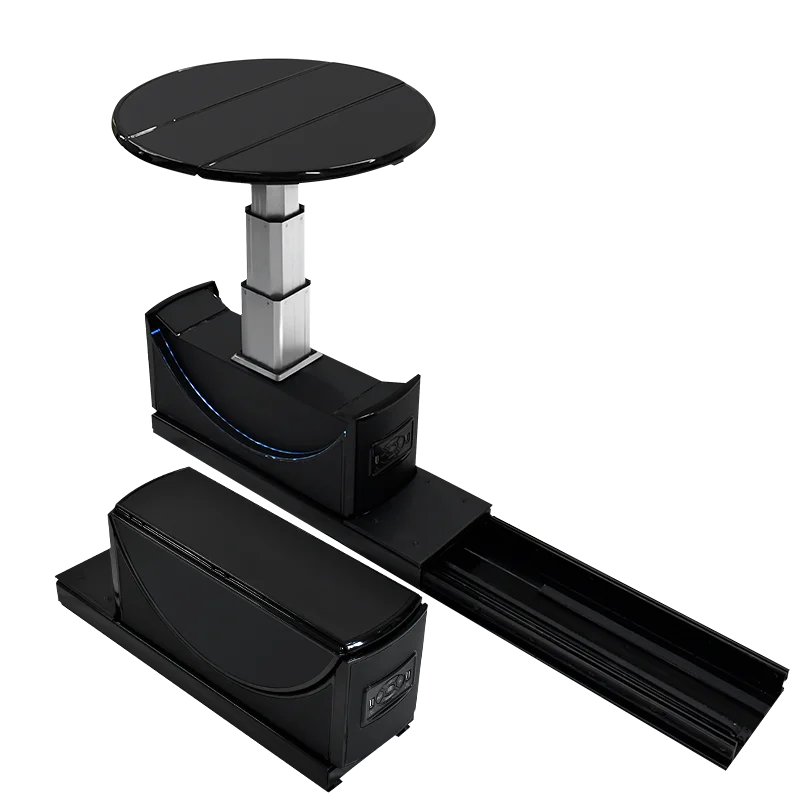 

Business van modified interior rear row hidden telescopic folding table