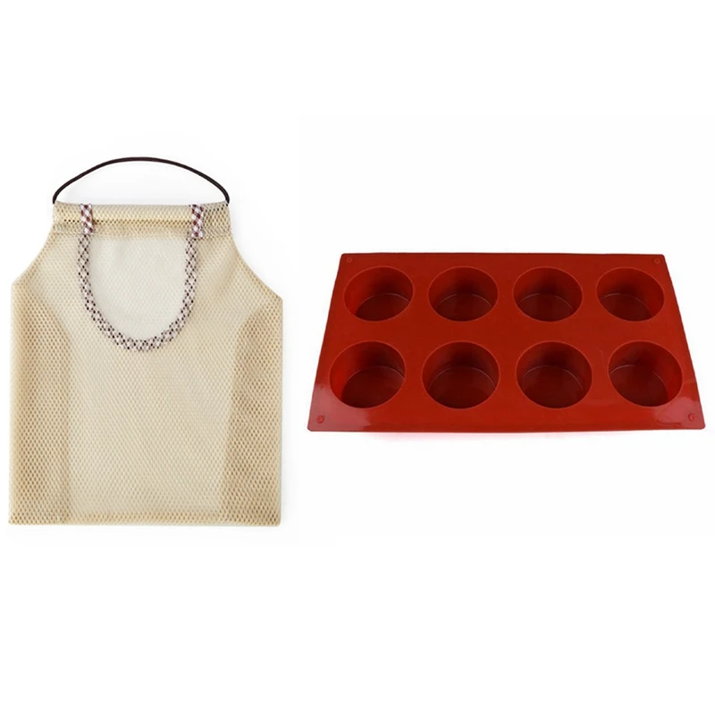 

1 Pcs Kitchen Vegetable Storage Bag Fruit Wall Hanging Bag & 1 Pcs Cavity Round Cylinder Soap Mold Cupcake Silicone Mold