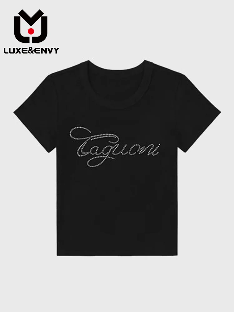 

Роскошная и завидующая Жирная футболка с узором в виде алмазов, универсальная футболка для весны и лета, осень 2023