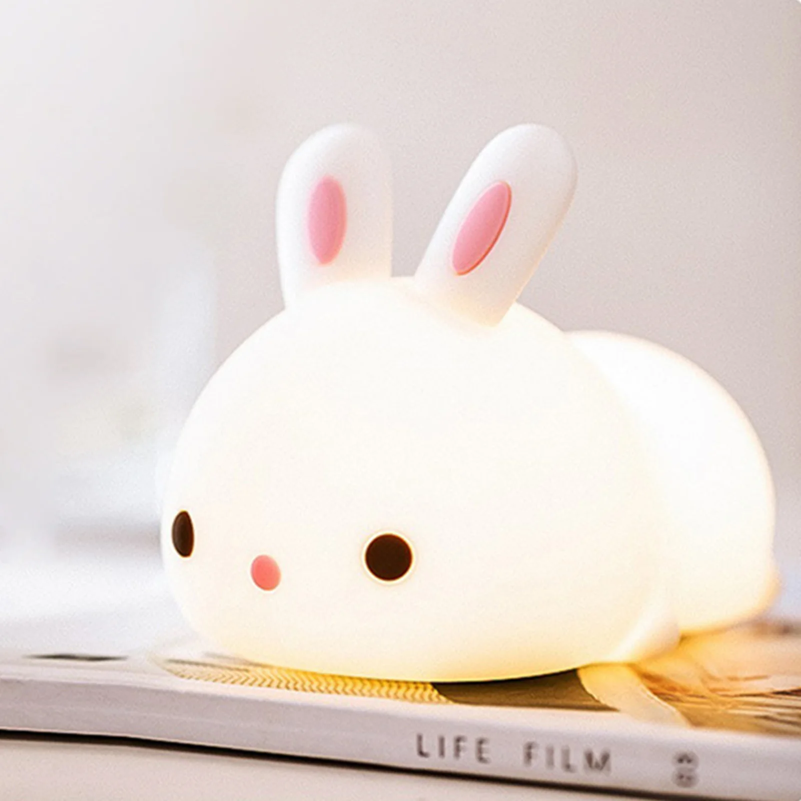 

Led Children Night Light For Kids Soft Silicone USB Rechargeable Bedroom Decor Gift Animal Bunny Touch Night Lamp Dropshipping