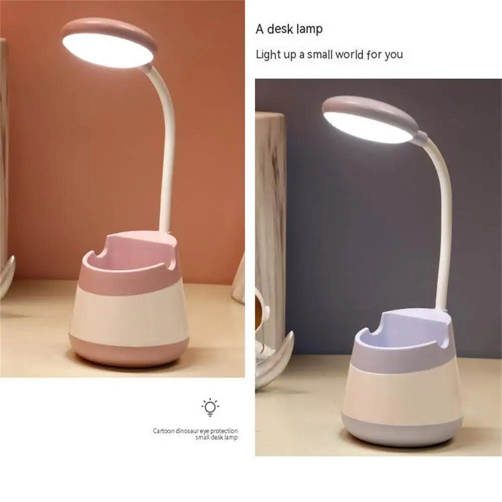 

3 In 1 Desk Lamp With Pen Holder Mobile Phone Stand Led Eye Protective Energy Saving Table Lamp Usb Charging
