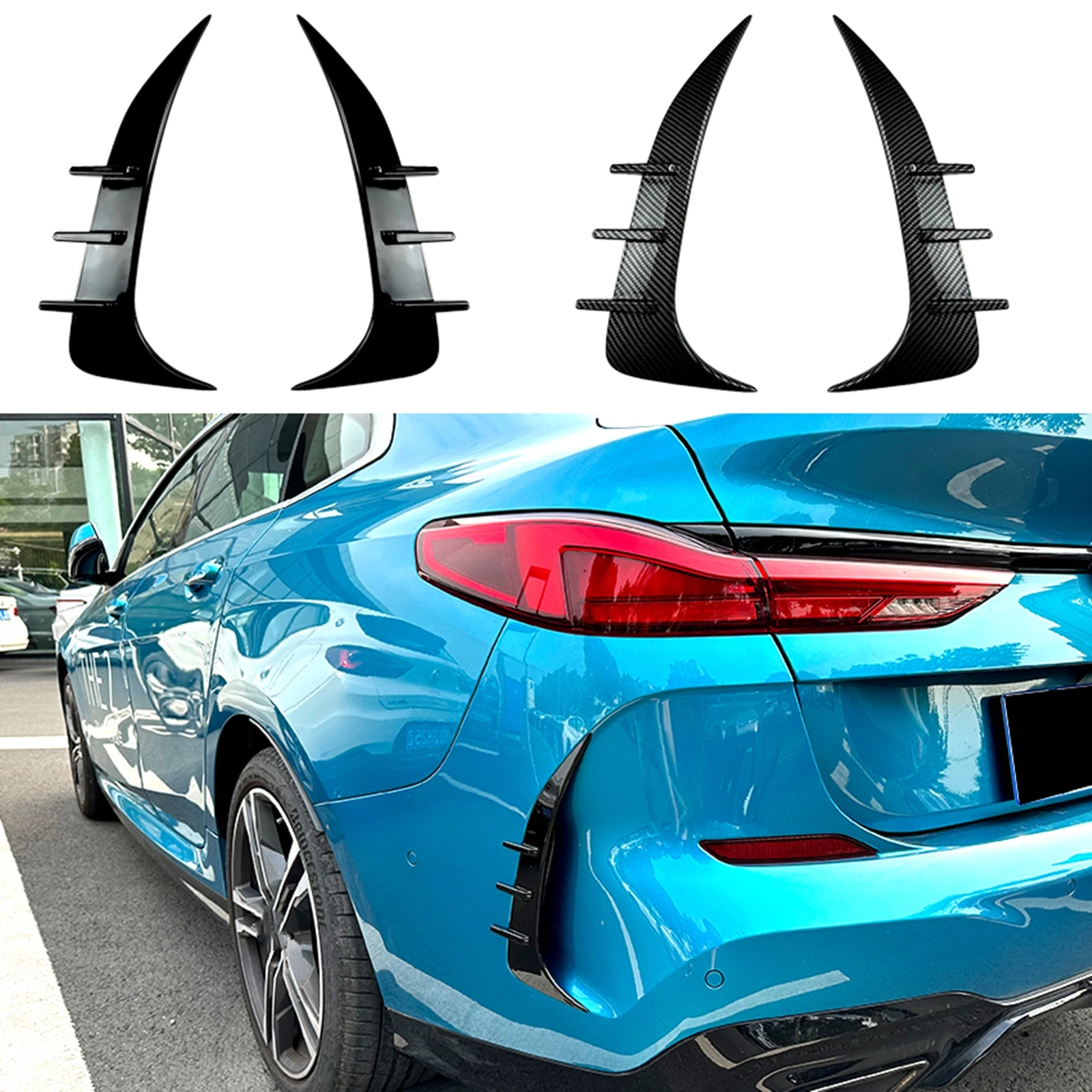 

Car Rear Bumper Side Air Vent Cover Trim Boot Splitter Canard For BMW 2 Series F44 228i M235i M Sport 2020-2021