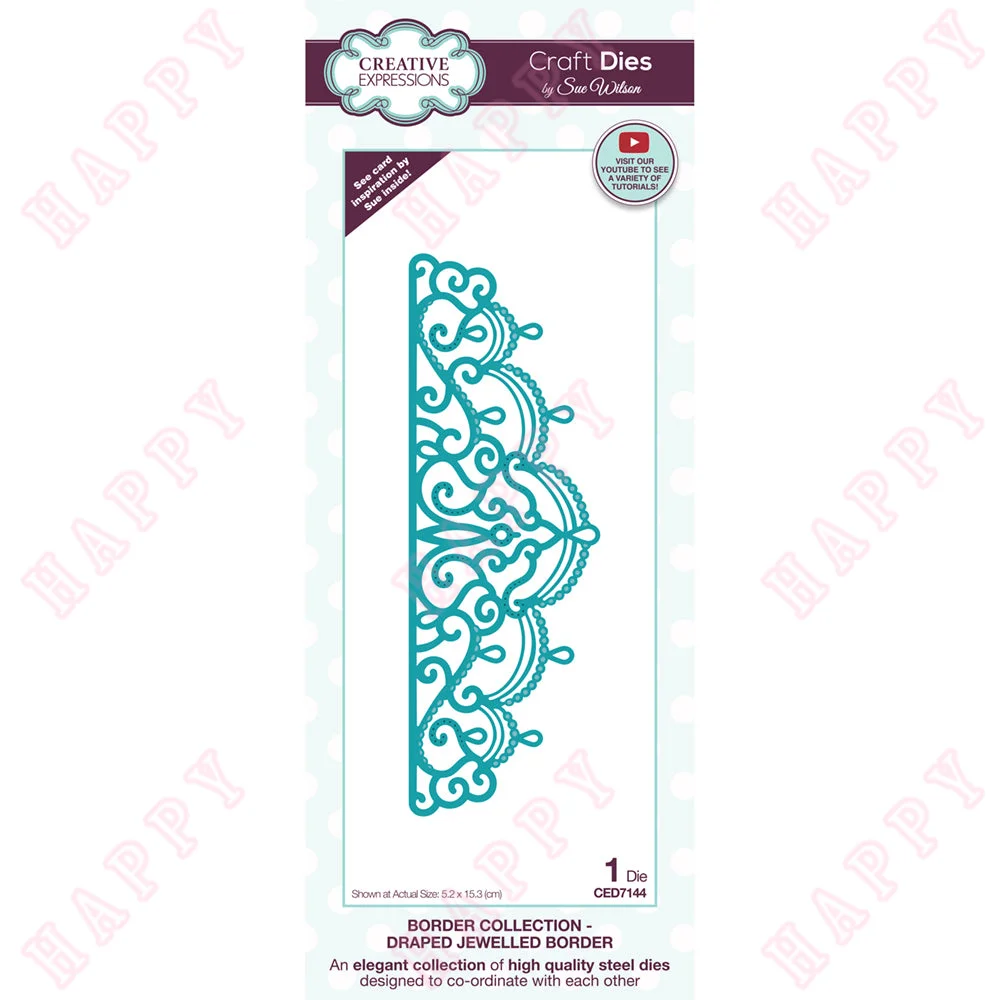 

Metal Cutting Dies Draped Jewelled Border Scrapbook Bookmark Envelope Paper Craft Embossing Greeting Card Handmade Knife Moulds