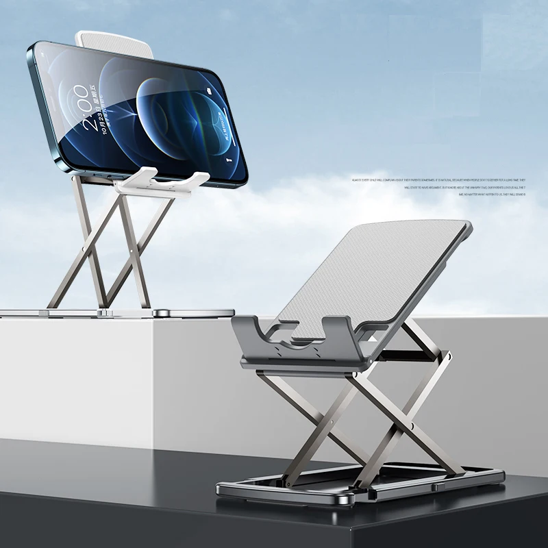 

Настольная подставка-держатель для планшета, Складная регулируемая алюминиевая металлическая подставка для iPhone, Samsung, iPad, портативная