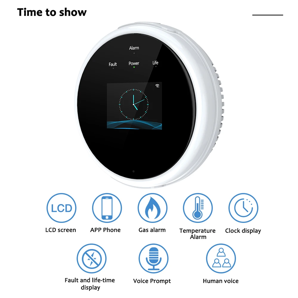 Wi-fi Детектор Утечки Газа Домашняя Газовая Сигнализация С Монитором Температуры