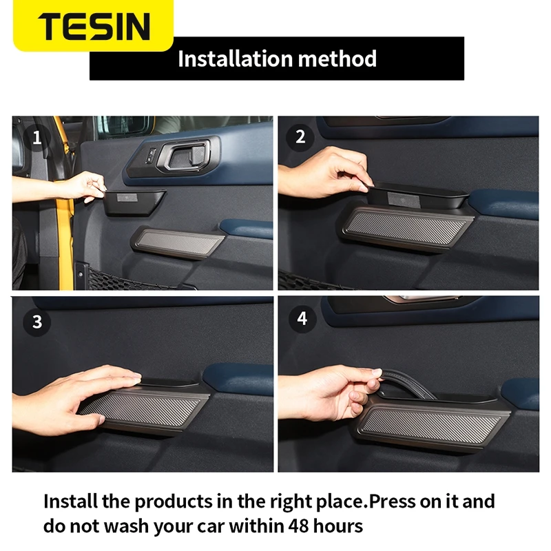 TESIN 8 Pcs Car Door Armrest Handle Holder Storage Box For Ford Bronco 2021 2022 Tray Organizer Interior Accessories |