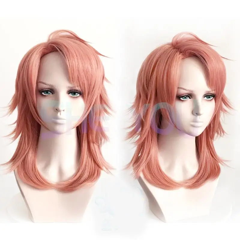 

Demon Slayer: Kimetsu No Yaiba Cosplay Sabito Wig Short Orange Pink Heat Resistant Hair Cosplay Wig + Wig Cap