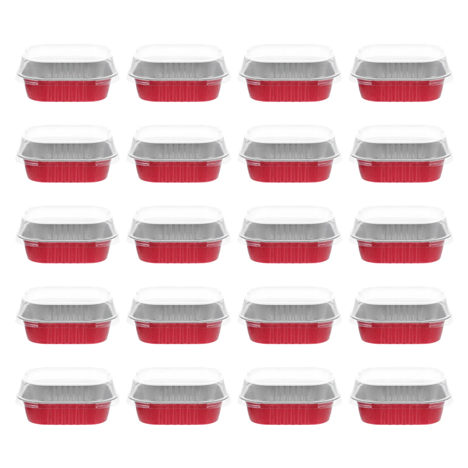 

20 Sets of Cups Square Cupcake Cups Aluminum Foil Pans Food Heating Trays Buffet Pudding Baking Mold