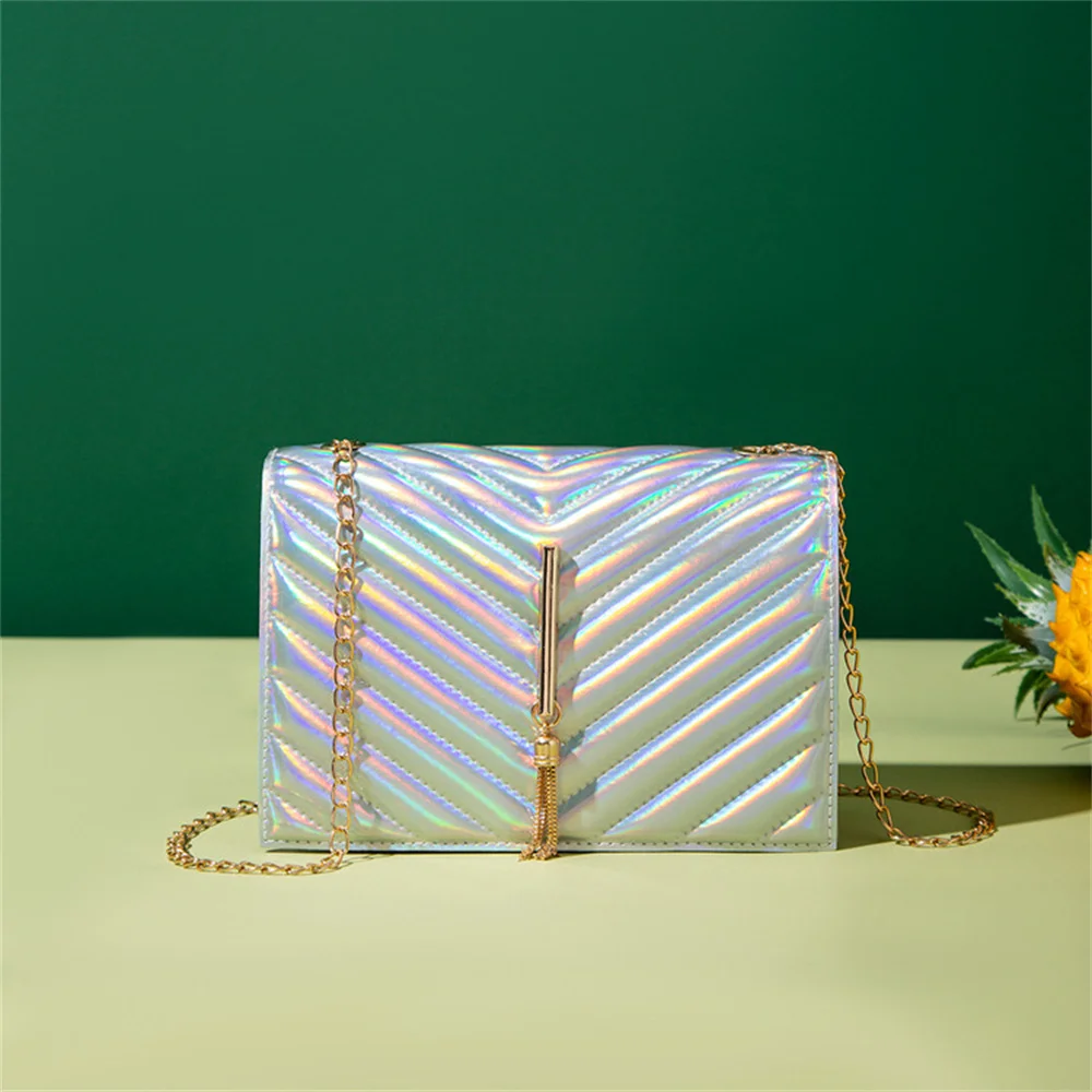 Модные сумки через плечо с кисточкой и клапаном мини-сумка на V-образным узором