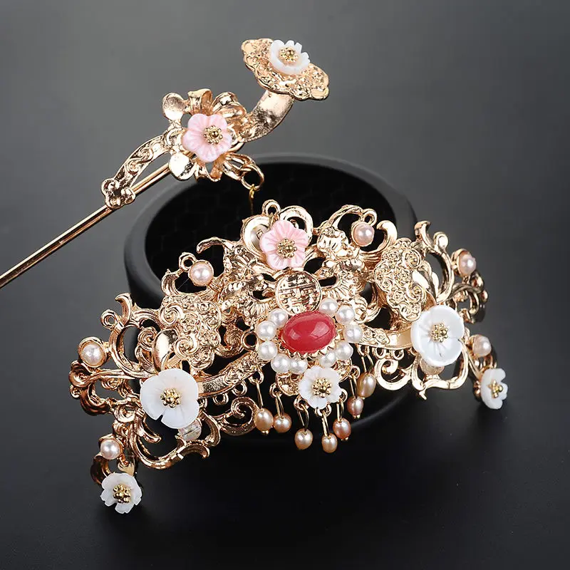 

Ancient Hair Crown .Chinese Hanfu Phoenix Flower Hairpin Hair Headdress