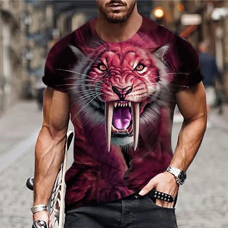 

Men's Unisex T shirt Animal Tiger Graphic Prints 3D Print Outdoor Street Short Sleeve Print Sports Designer Casual Big and Tall
