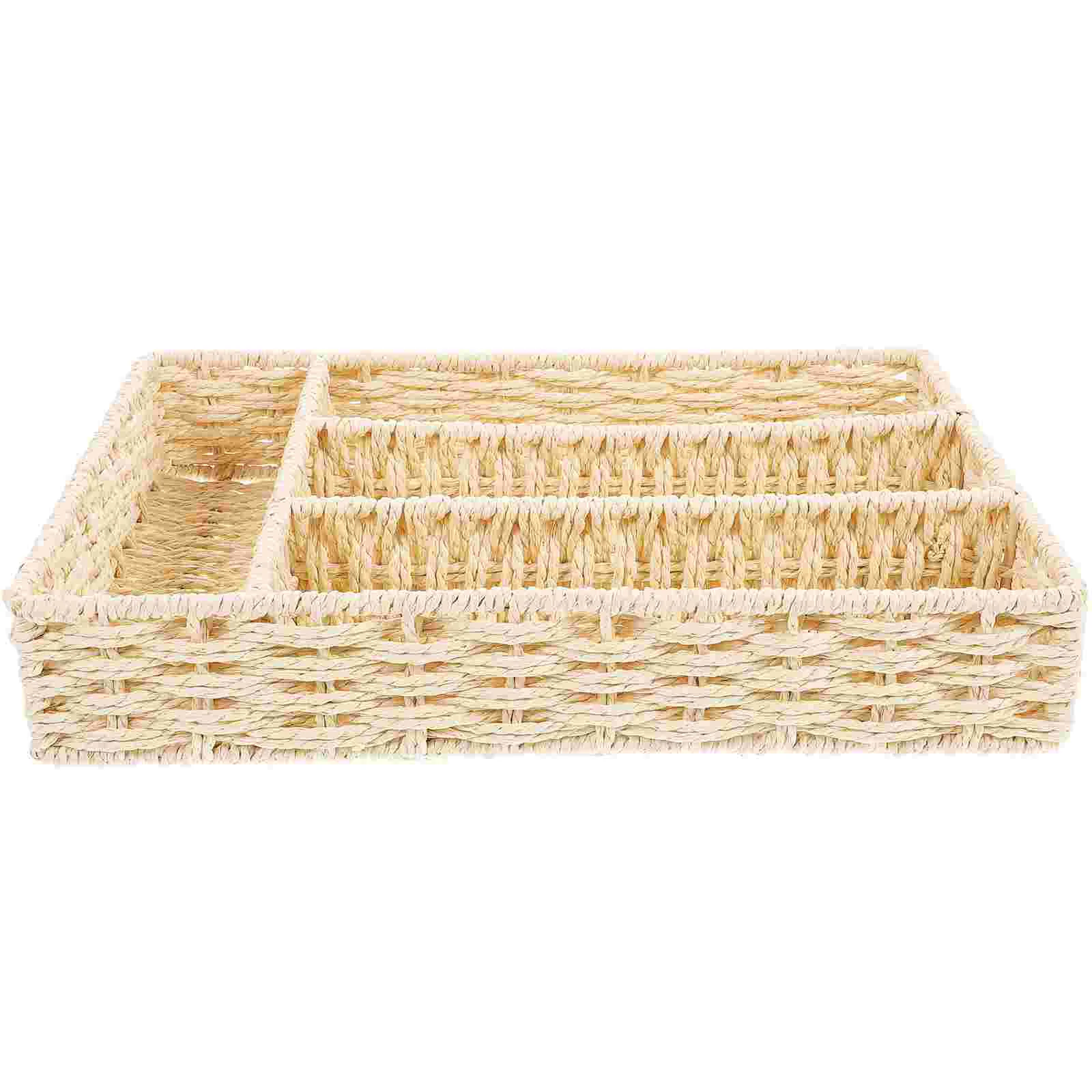 

Organizer Basket Storage Wicker Holder Coffee Bag Tea Tray Packet Rattan Woven Station Baskets Box Condiment Sugar Cutlery