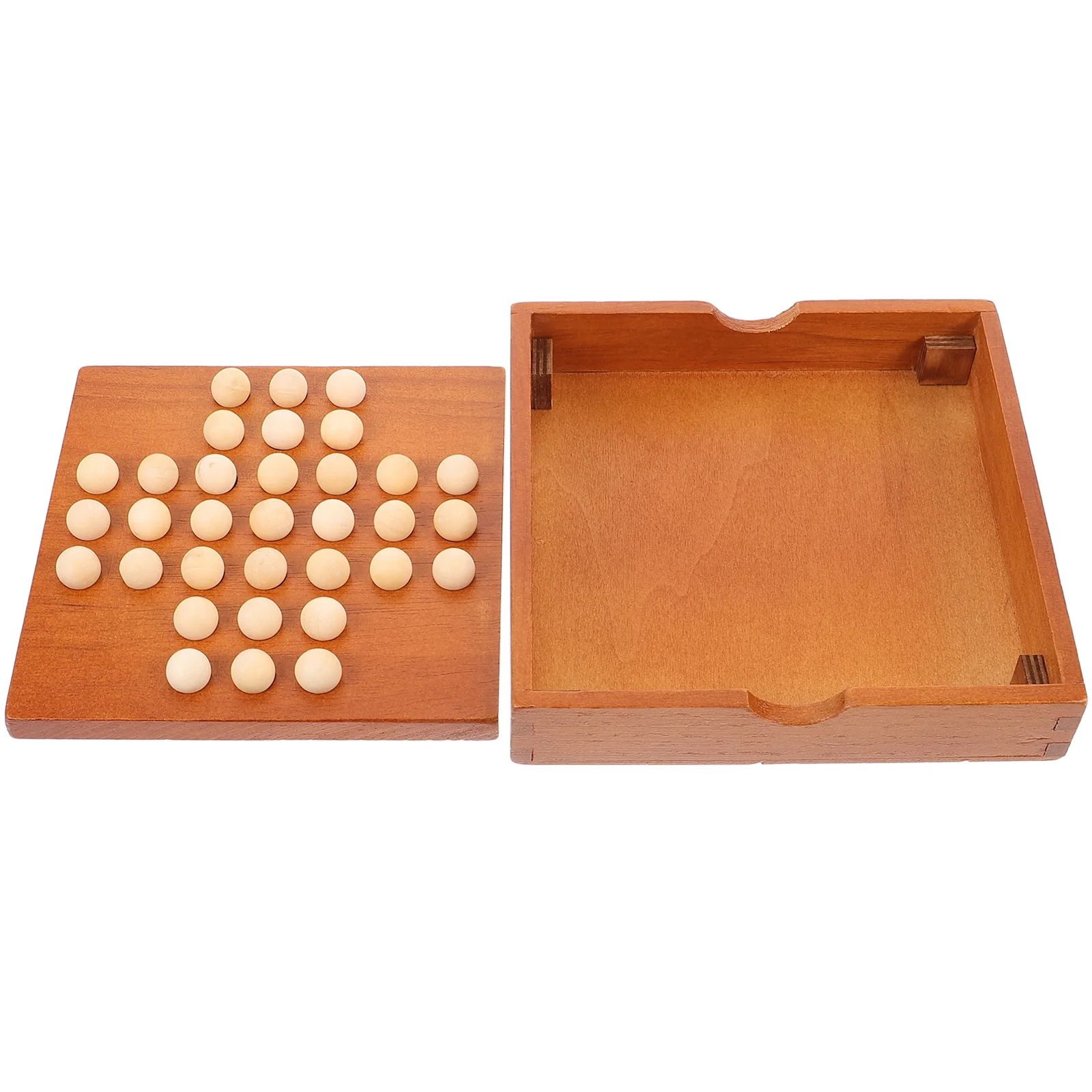 

Wooden Chess Set for Adults - Classic Board Game with Peg Solitaire and Marble Games Included