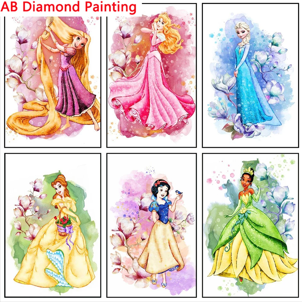 

Алмазная живопись AB Drill 5D «сделай сам», Набор для вышивки крестиком из мультфильмов «Принцесса Диснея», сказка о девочке, украшение для дома