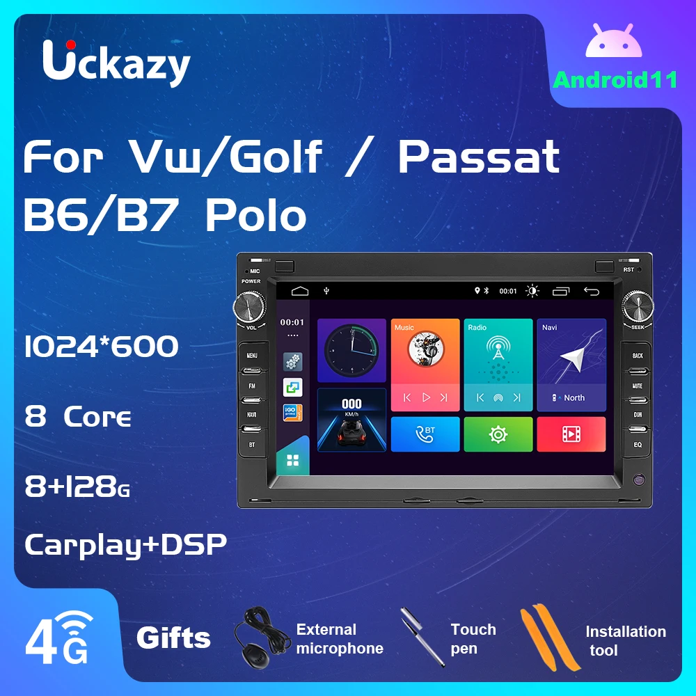 Автомагнитола Uckazy мультимедийный плеер на Android 11 8 ядер с GPS Wi-Fi RDS DSP IPS для VW PASSAT Jetta