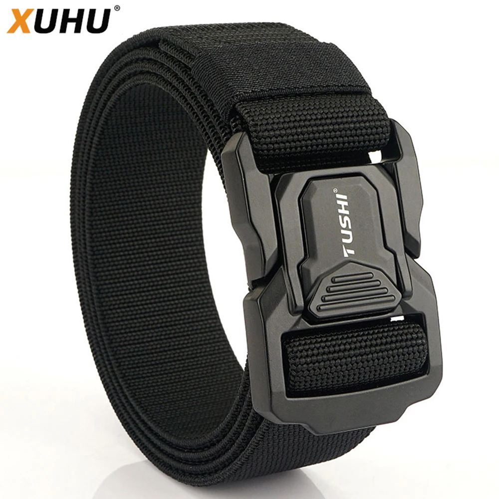 XUHU Tactical belt quick release outdoor military belt soft real nylon sports accessories men and women aluminum alloy belt