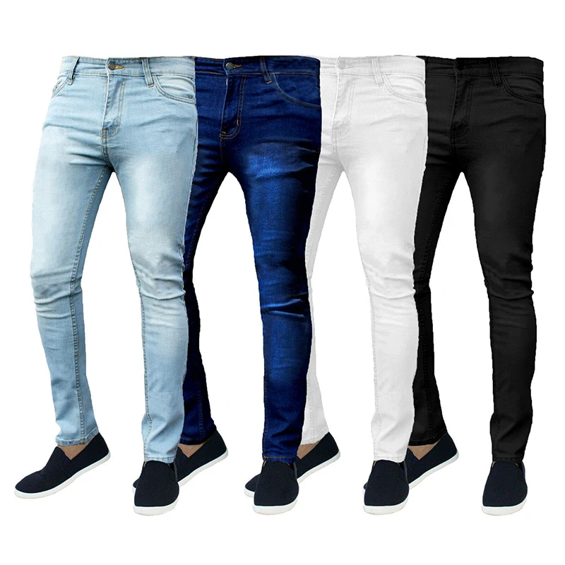 2022 Hot Sale Fashion Skinny Stretch Men's Jeans Thin Fit Sexy Denim Pants Classic Washing Solid Smart Jeans for Men