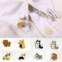 new cute cartoon dog brooches dachshunds corgi dogs brooches pins badge coller decorated dog brooch jewelry clothing accessory