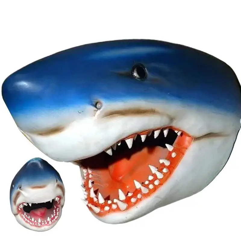 

Shark Sculpture Unique Ocean Fish Statue Silicone Figurines Shark Head Garden Ornaments For Swimming Pool Balcony Patio Backyard