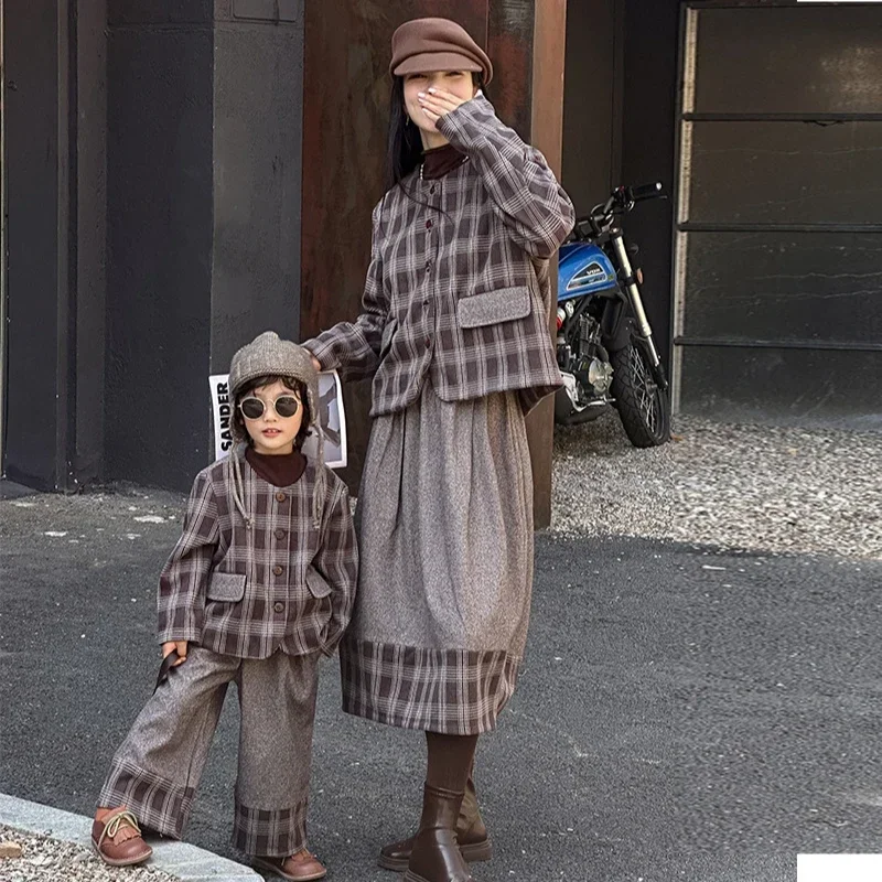 Зимние одинаковые комплекты для мамы и сына из двух предметов дочки женская