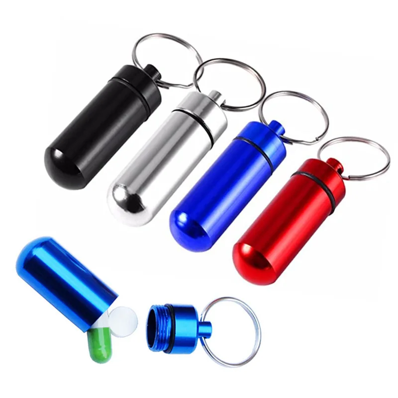 

Outdoor medicine bottle Aluminum alloy keychain hanging bottle Mini waterproof small medicine canister first aid pill bottle
