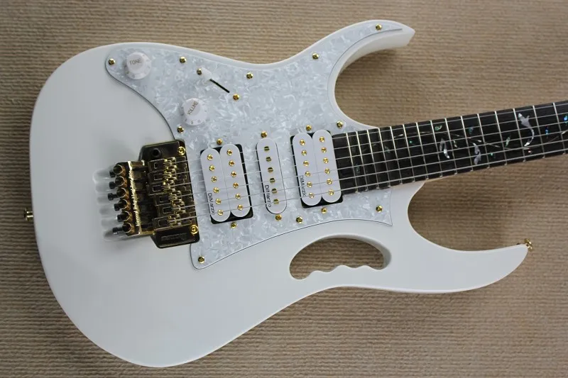 Wholesale Top quality new Left Handed tree of life inlays 21 to 24 frets scalloped white Electric Guitar with gold hardware 01V