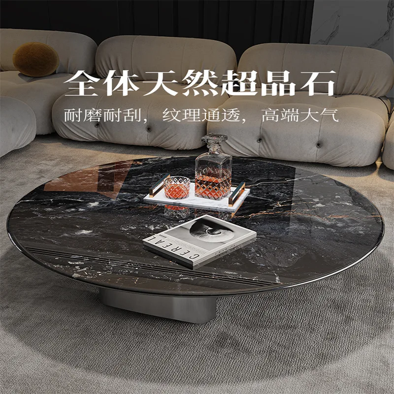 

Light Luxury Natural Marble Tea Table Simple and High end Circular Combination Small Family Living Room Supercrystalline Stone T